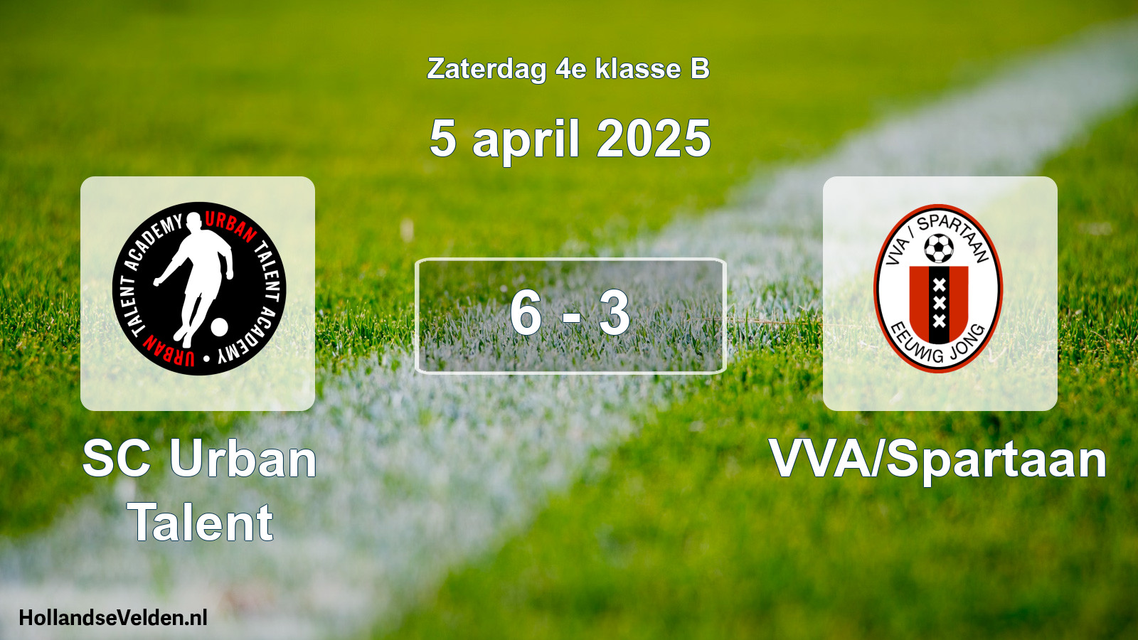 Total number of matches played: SC Urban Talent - VVA/Spartaan 6 - 3 (5 April 2025)