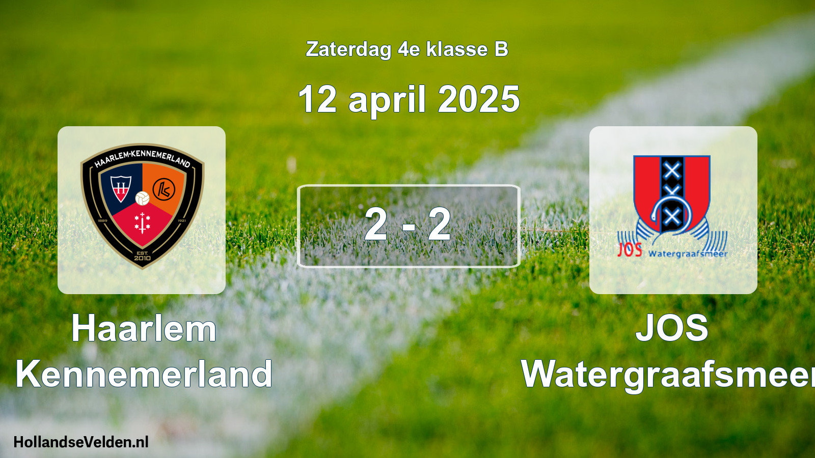 Total number of matches played: Haarlem Kennemerland - JOS Watergraafsmeer 2 - 2 (12 April 2025)