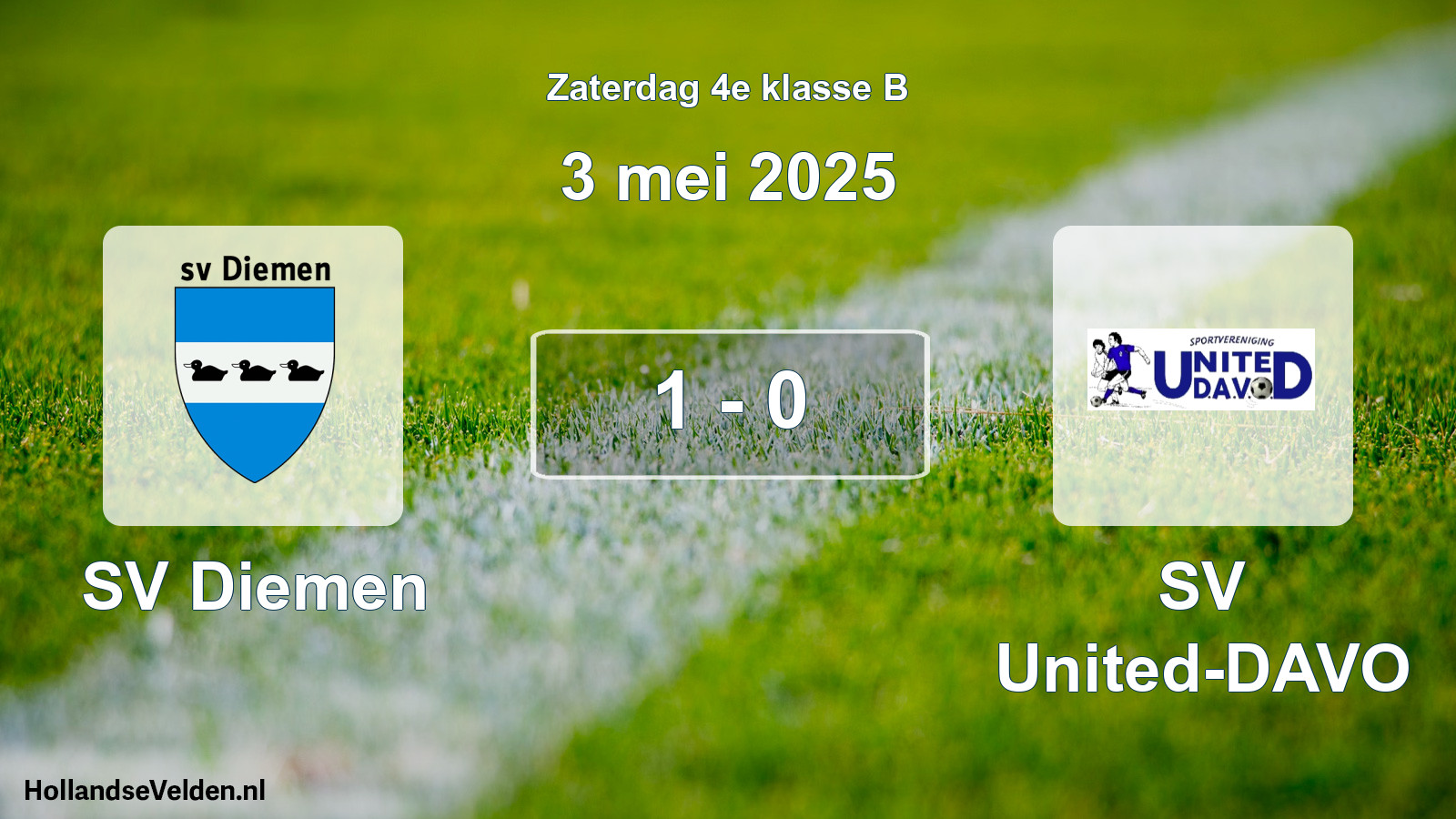 Total number of matches played: SV Diemen - SV United-DAVO 1 - 0 (3 May 2025)