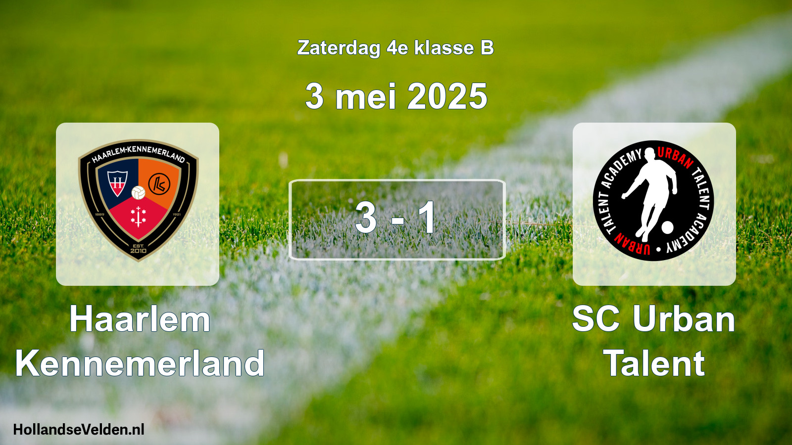 Total number of matches played: Haarlem Kennemerland - SC Urban Talent 3 - 1 (3 May 2025)