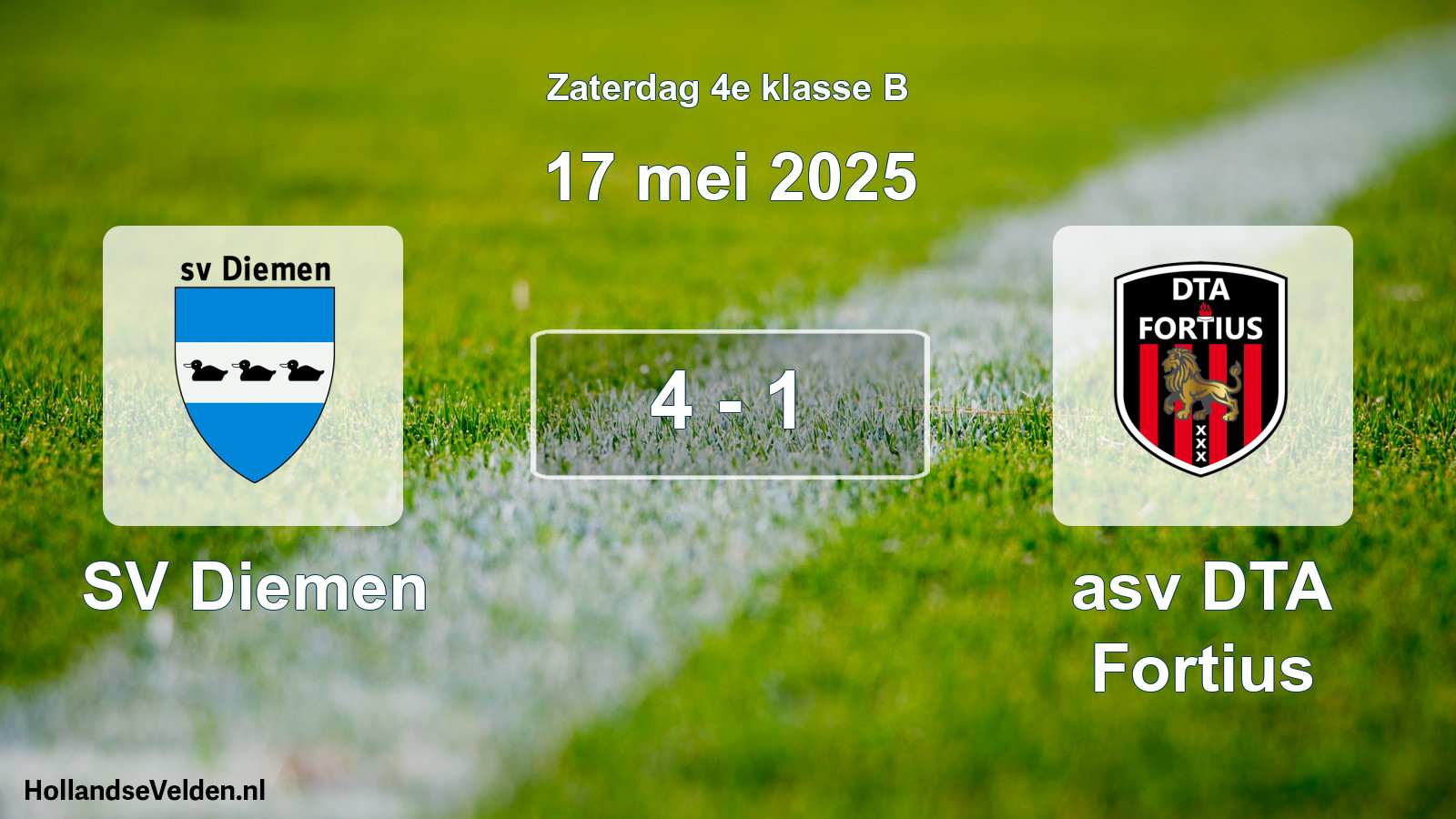 Total number of matches played: SV Diemen - asv DTA Fortius 4 - 1 (17 May 2025)