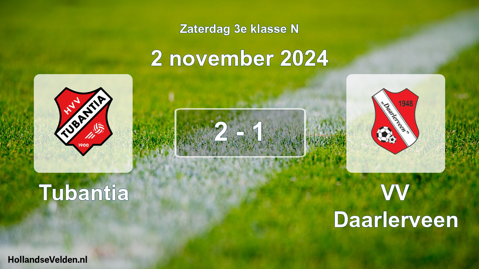 Total number of matches played: Tubantia - VV Daarlerveen 2 - 1 (2 November 2024)