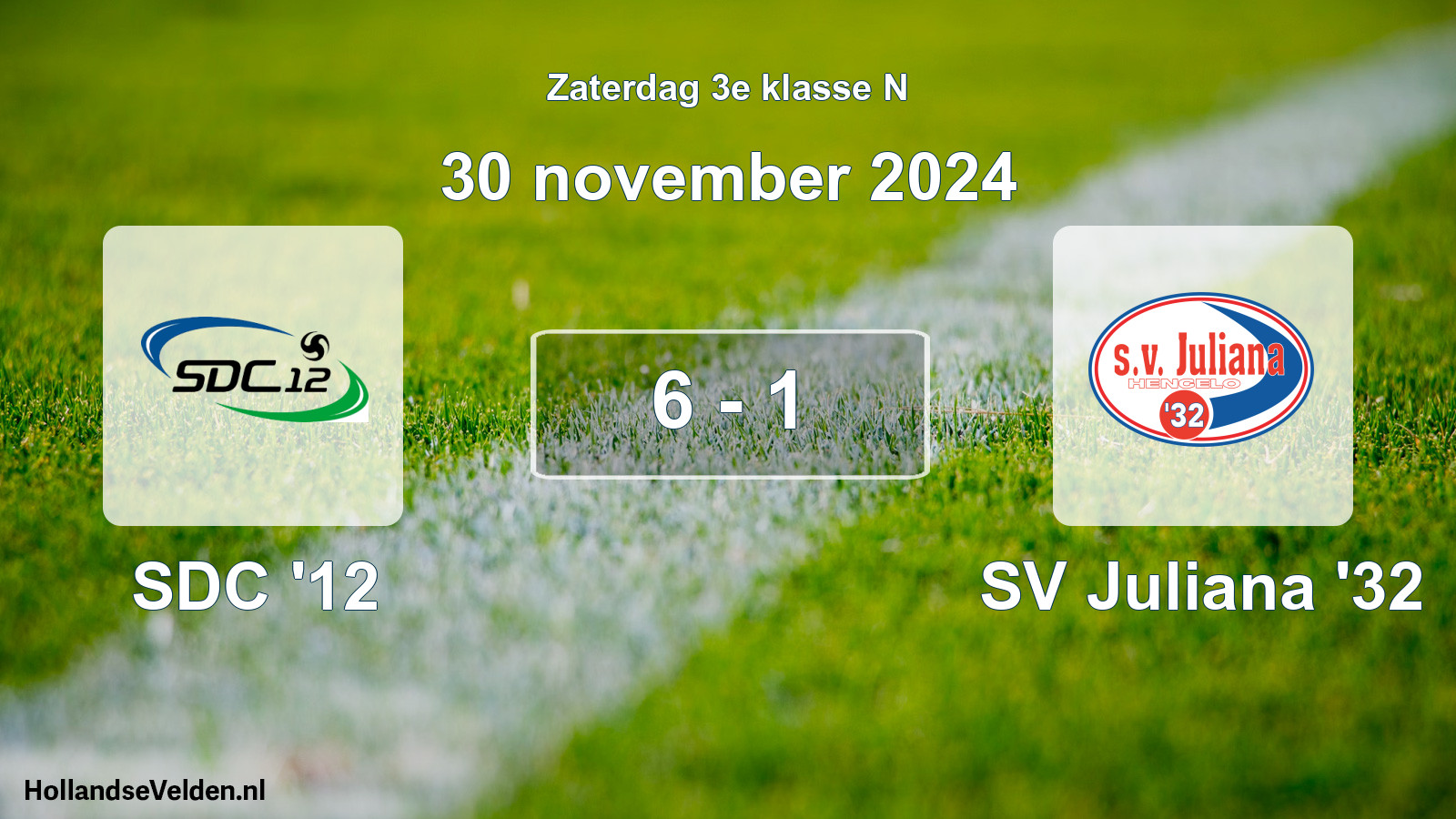 Total number of matches played: SDC '12 - SV Juliana '32 6 - 1 (30 November 2024)