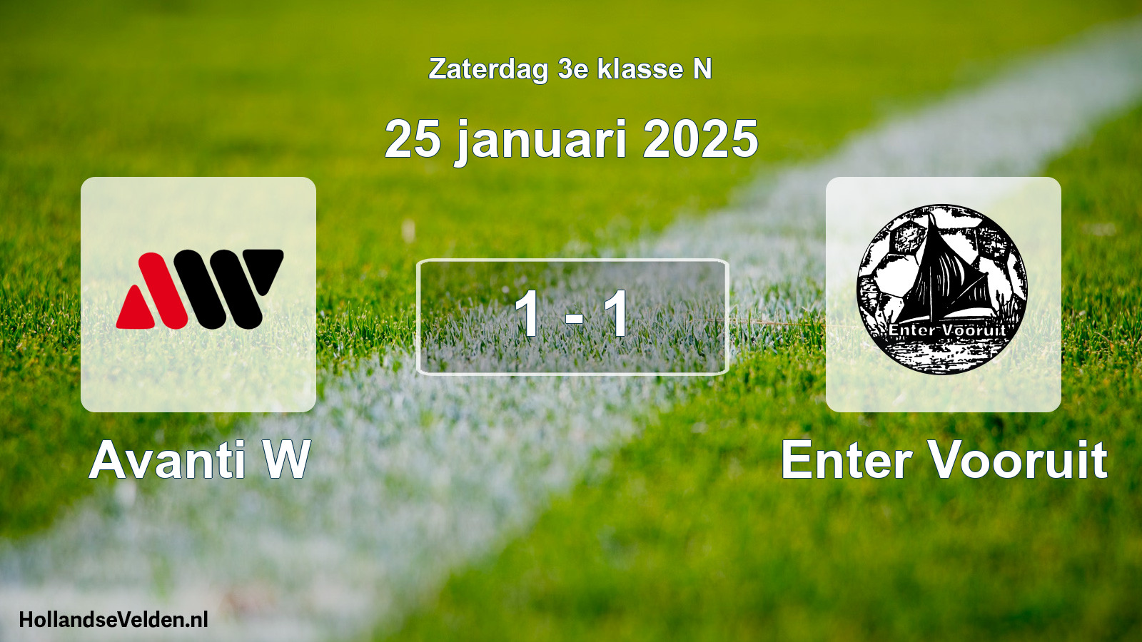 Total number of matches played: Avanti W - Enter Vooruit 1 - 1 (25 January 2025)