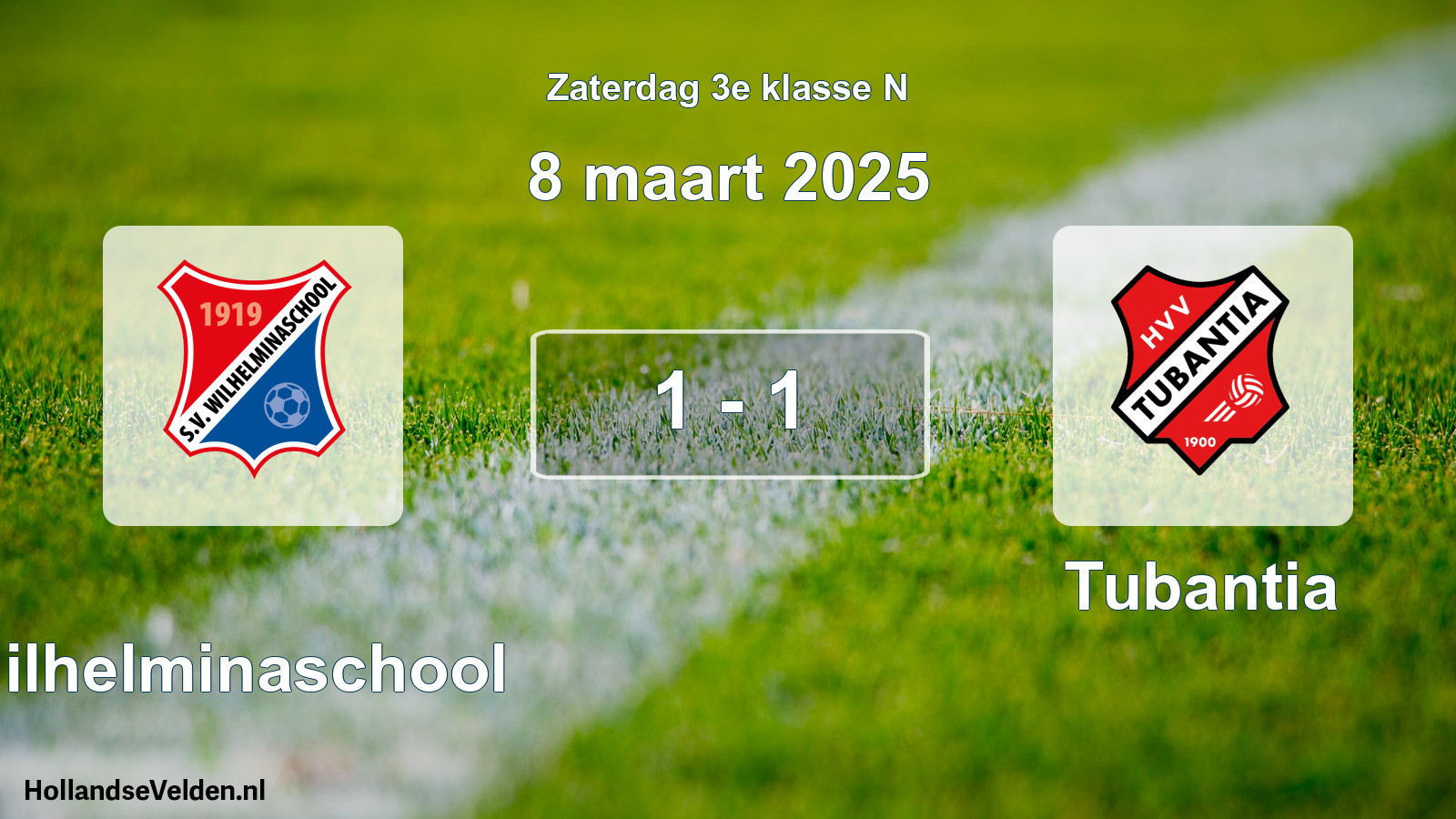 Total number of matches played: Wilhelminaschool - Tubantia 1 - 1 (8 March 2025)