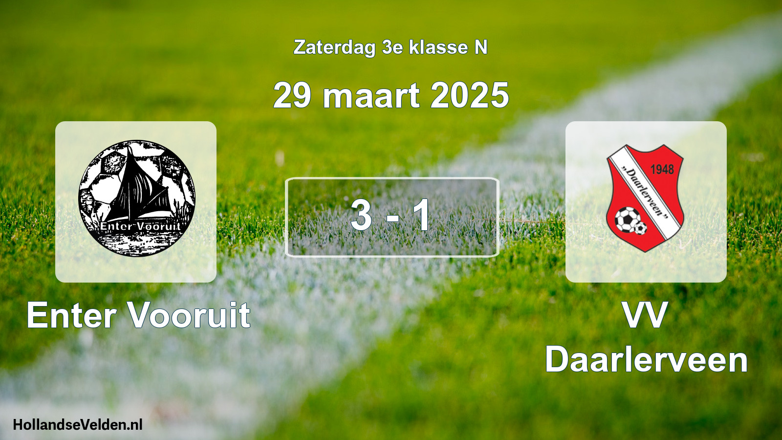 Total number of matches played: Enter Vooruit - VV Daarlerveen 3 - 1 (29 March 2025)