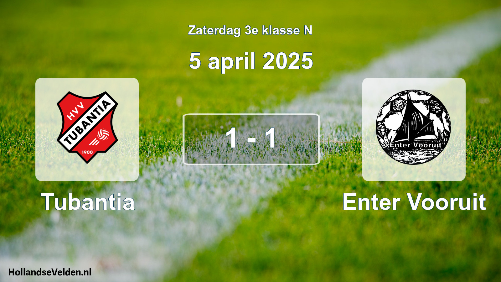 Total number of matches played: Tubantia - Enter Vooruit 1 - 1 (5 April 2025)