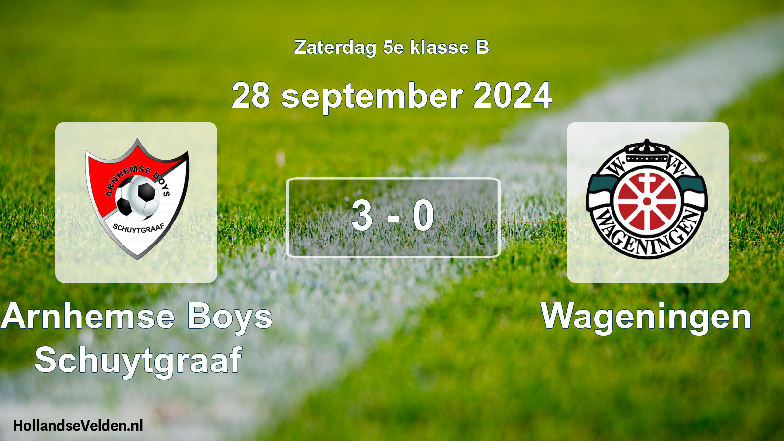 Total number of matches played: Arnhemse Boys Schuytgraaf - Wageningen 3 - 0 (28 September 2024)