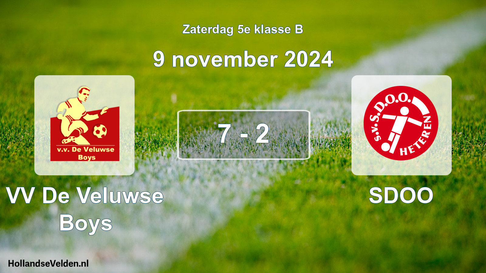 Total number of matches played: VV De Veluwse Boys - SDOO 7 - 2 (9 November 2024)