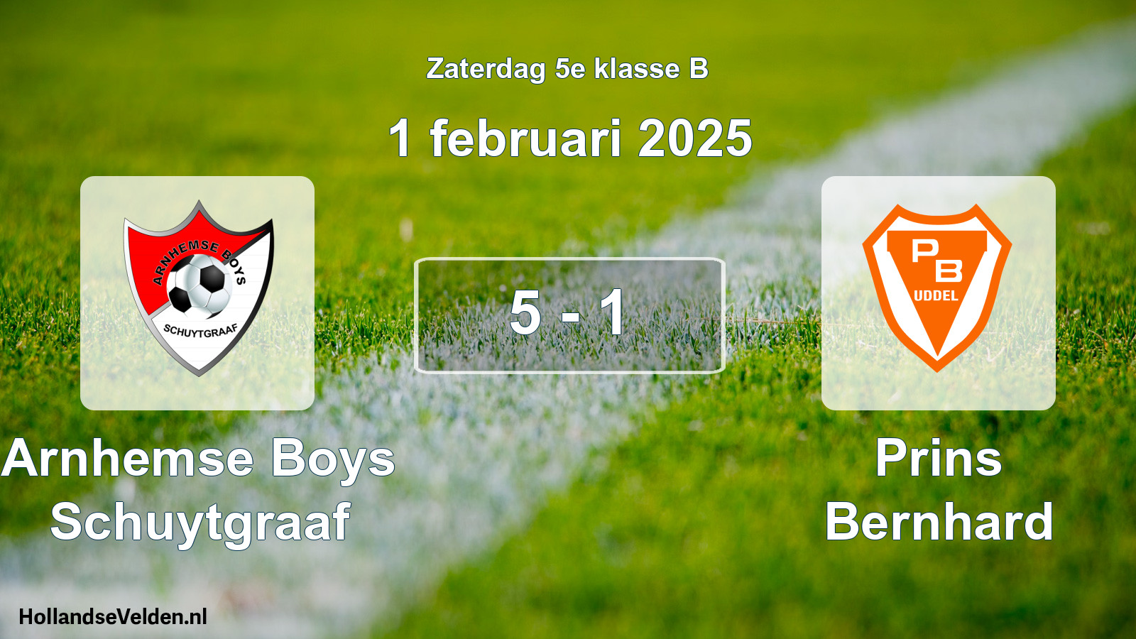 Total number of matches played: Arnhemse Boys Schuytgraaf - Prins Bernhard 5 - 1 (1 February 2025)