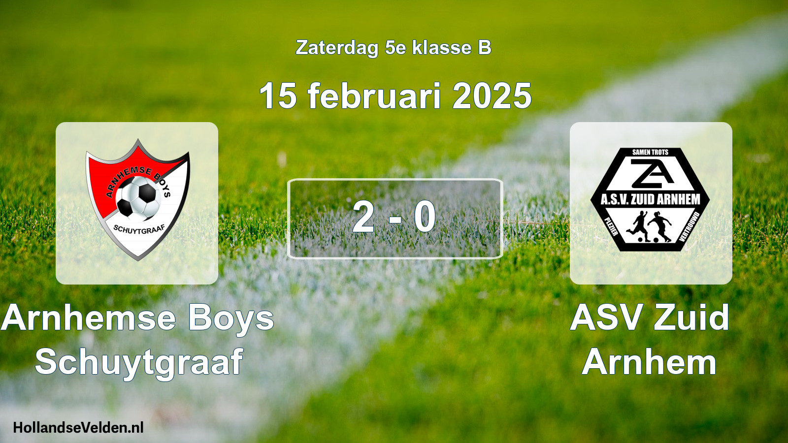 Total number of matches played: Arnhemse Boys Schuytgraaf - ASV Zuid Arnhem 2 - 0 (15 February 2025)