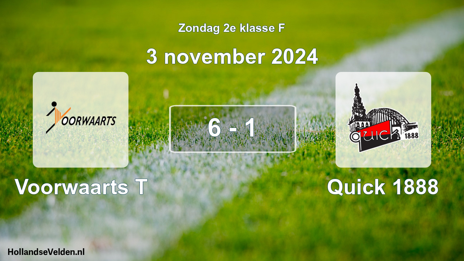 Total number of matches played: Voorwaarts T - Quick 1888 6 - 1 (3 November 2024)
