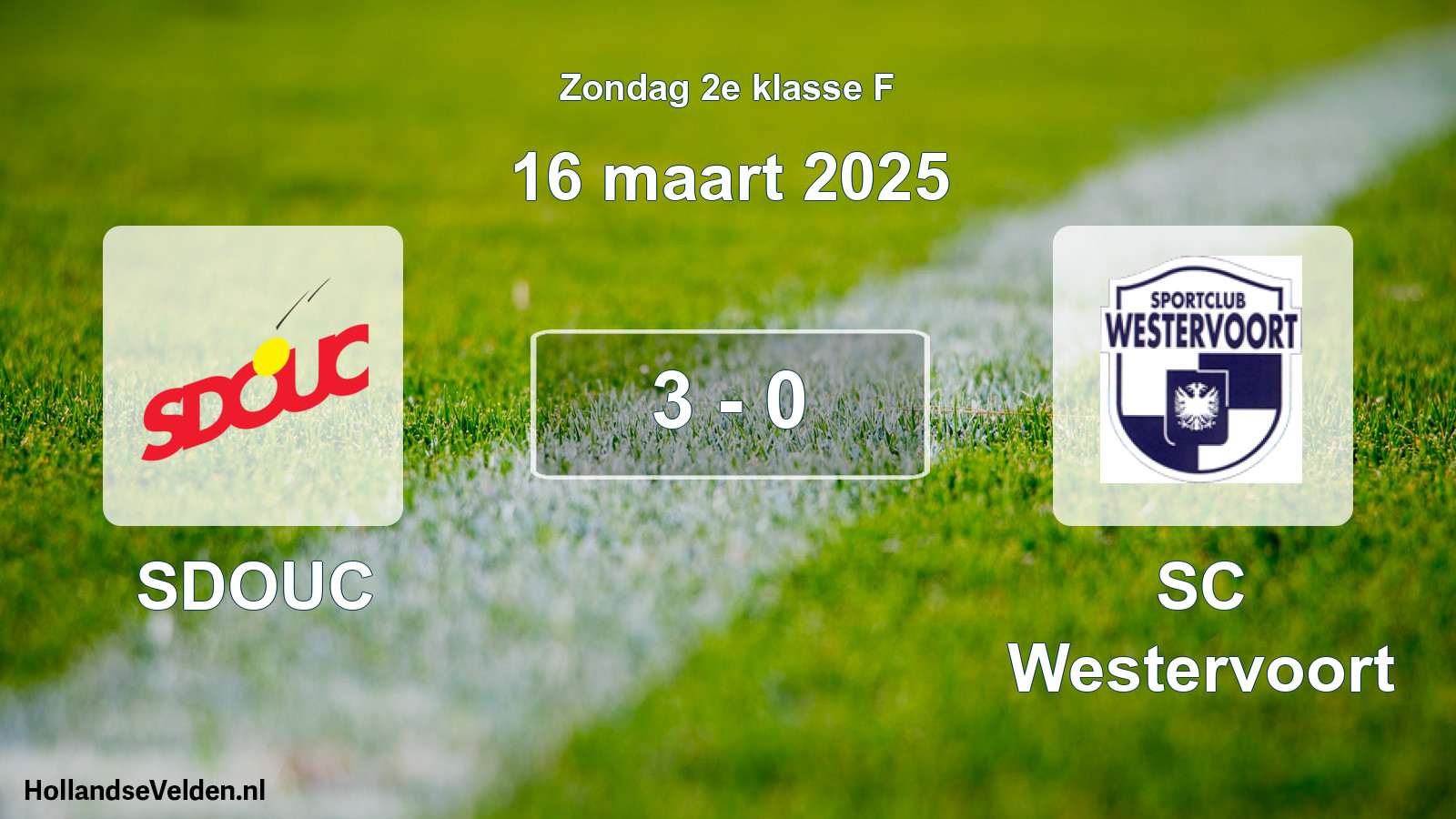 Total number of matches played: SDOUC - SC Westervoort 3 - 0 (16 March 2025)