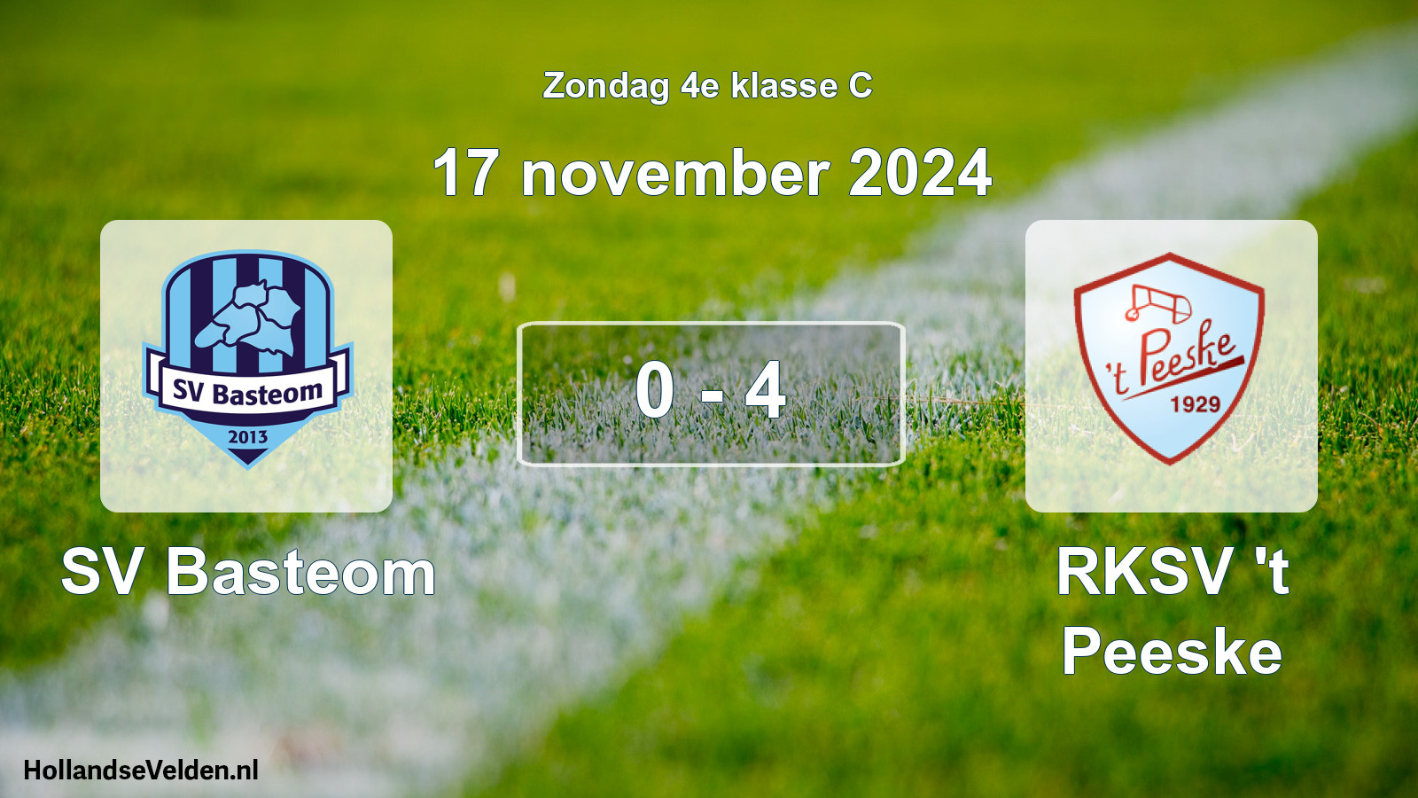 Total number of matches played: SV Basteom - RKSV 't Peeske 0 - 4 (17 November 2024)