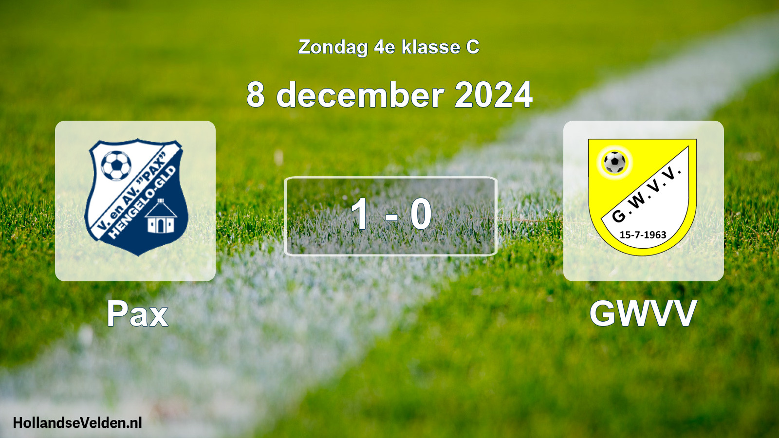 Total number of matches played: Pax - GWVV 1 - 0 (8 December 2024)