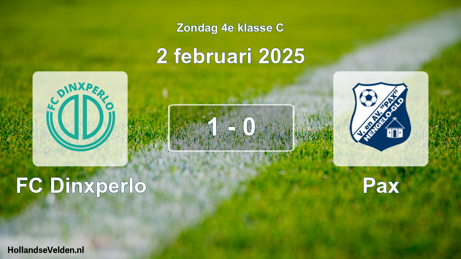 Total number of matches played: FC Dinxperlo - Pax 1 - 0 (2 February 2025)