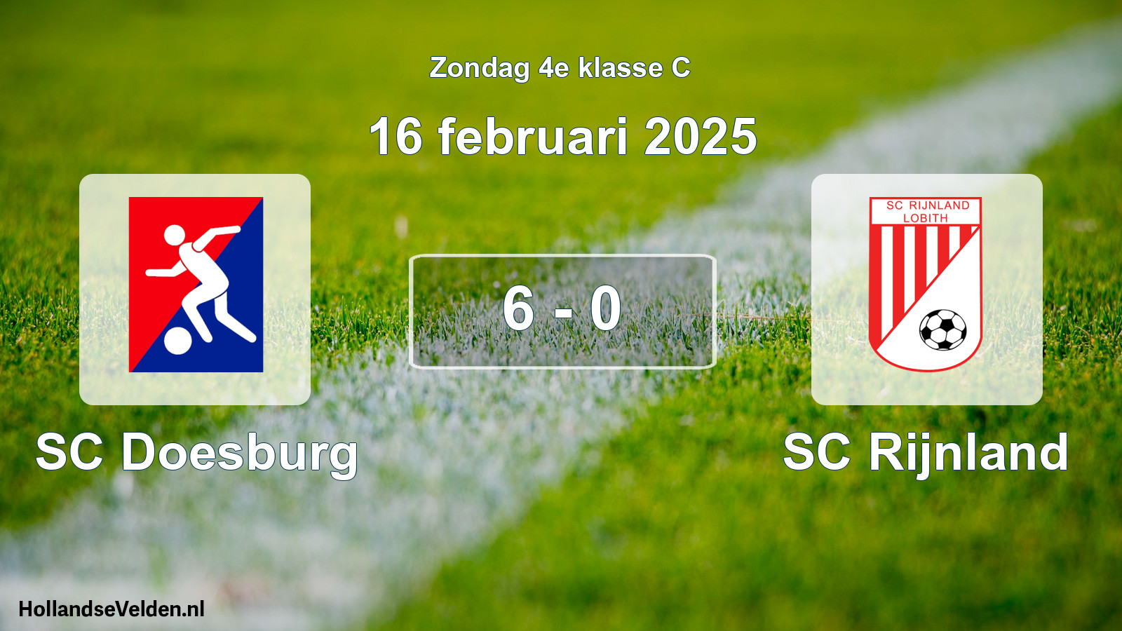 Total number of matches played: SC Doesburg - SC Rijnland 6 - 0 (16 February 2025)