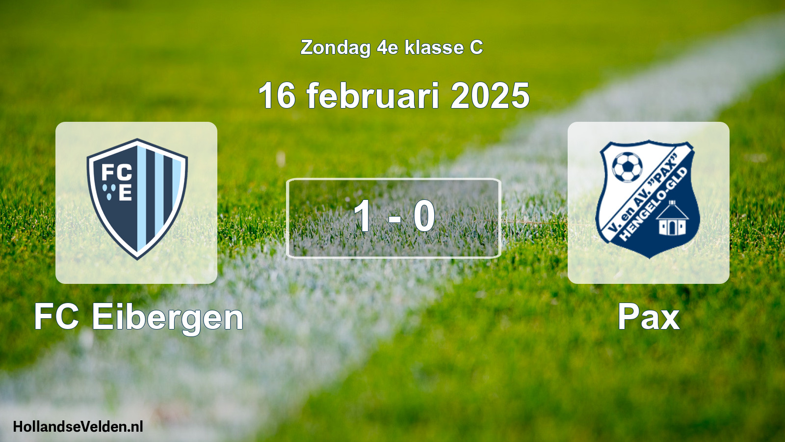 Total number of matches played: FC Eibergen - Pax 1 - 0 (16 February 2025)