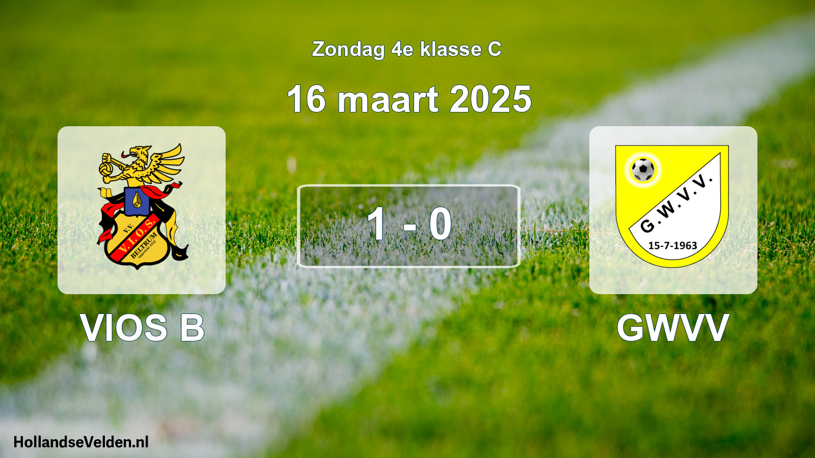 Total number of matches played: VIOS B - GWVV 1 - 0 (16 March 2025)