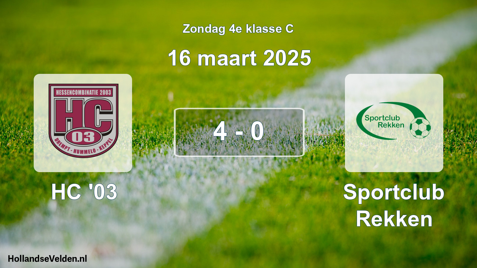 Total number of matches played: HC '03 - Sportclub Rekken 4 - 0 (16 March 2025)