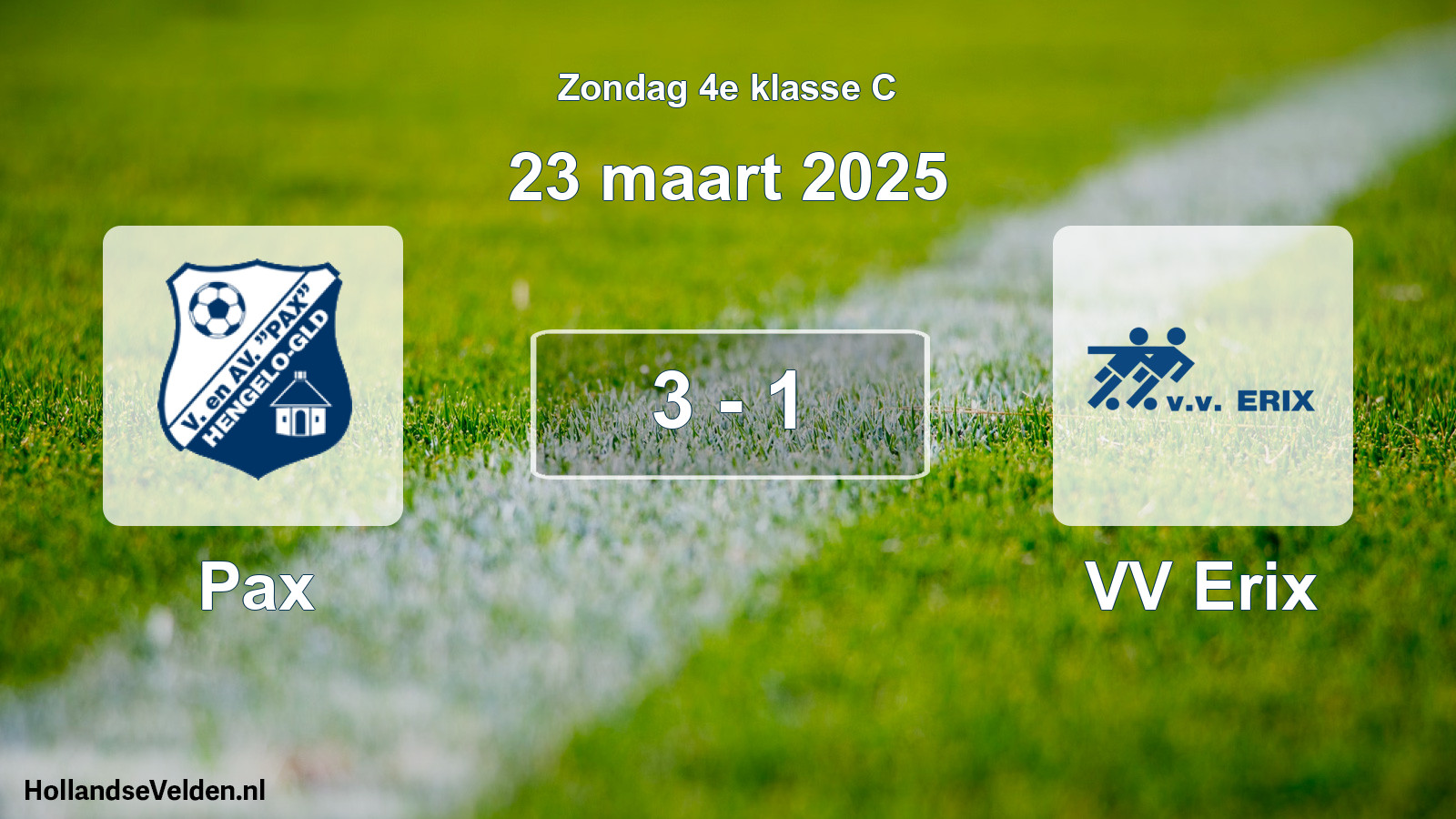 Total number of matches played: Pax - VV Erix 3 - 1 (23 March 2025)