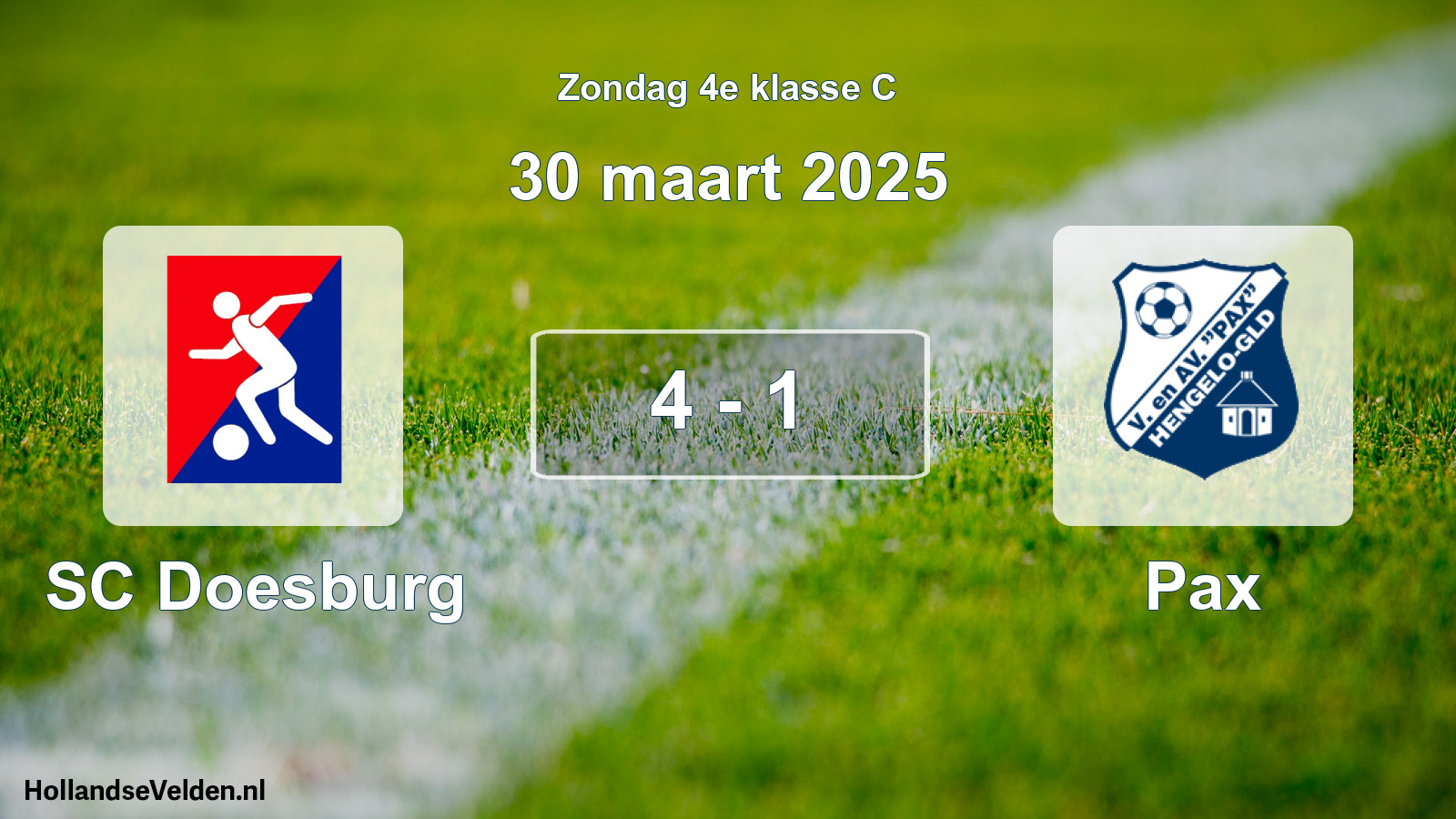 Total number of matches played: SC Doesburg - Pax 4 - 1 (30 March 2025)