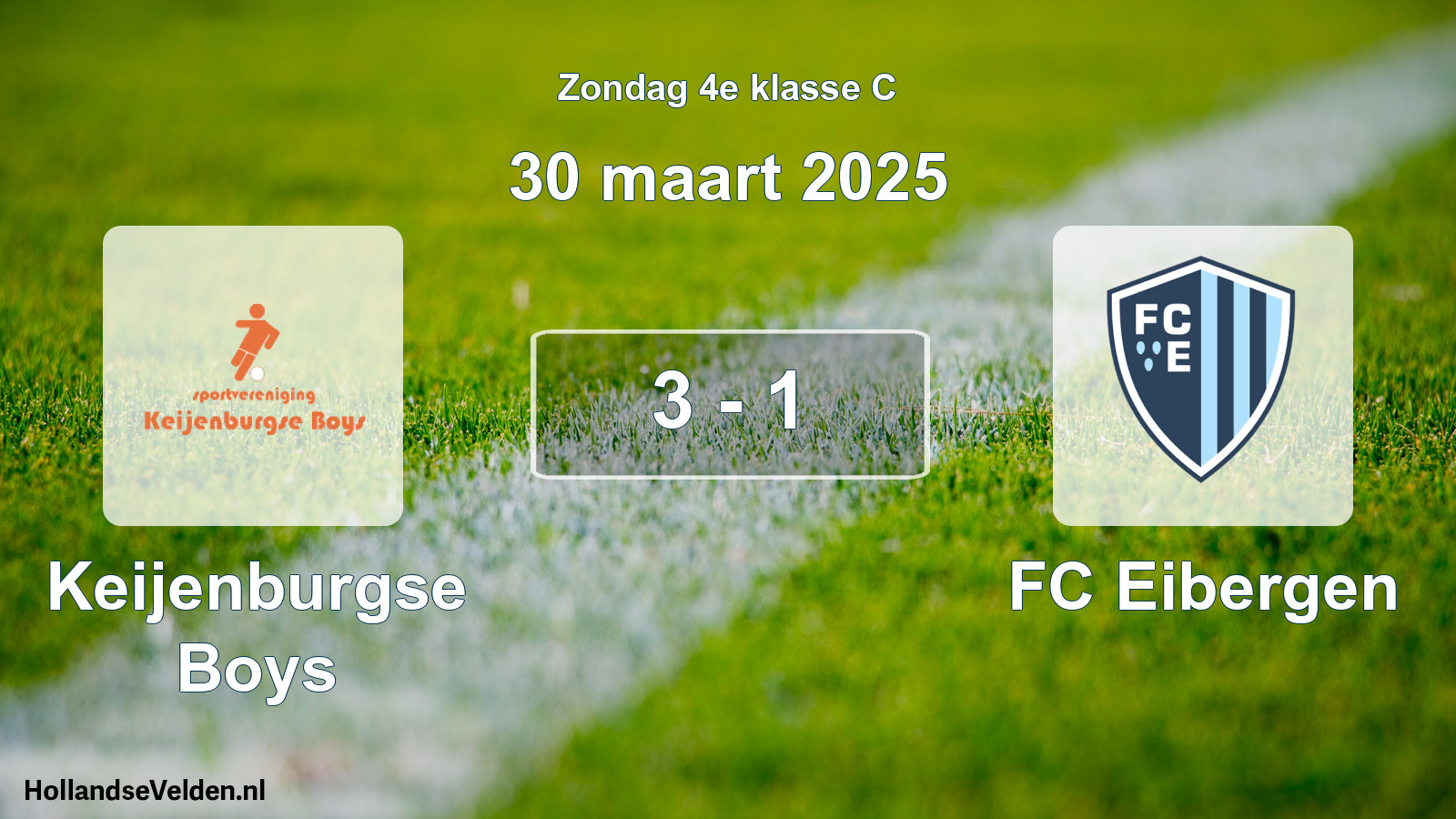 Total number of matches played: Keijenburgse Boys - FC Eibergen 3 - 1 (30 March 2025)