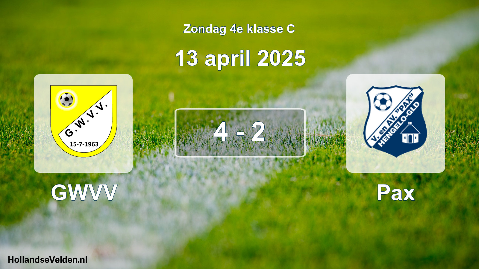 Total number of matches played: GWVV - Pax 4 - 2 (13 April 2025)