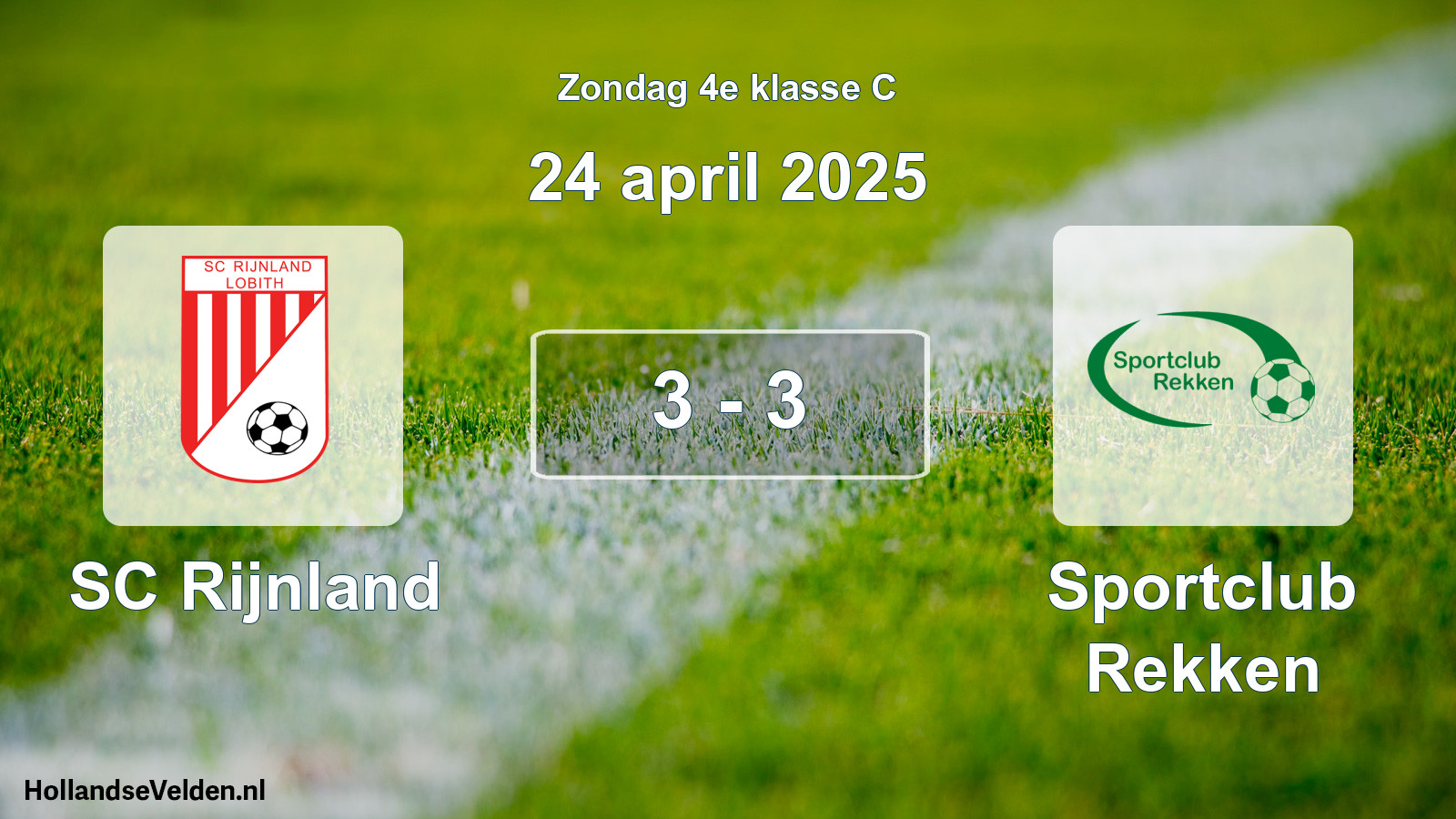 Total number of matches played: SC Rijnland - Sportclub Rekken 3 - 3 (24 April 2025)