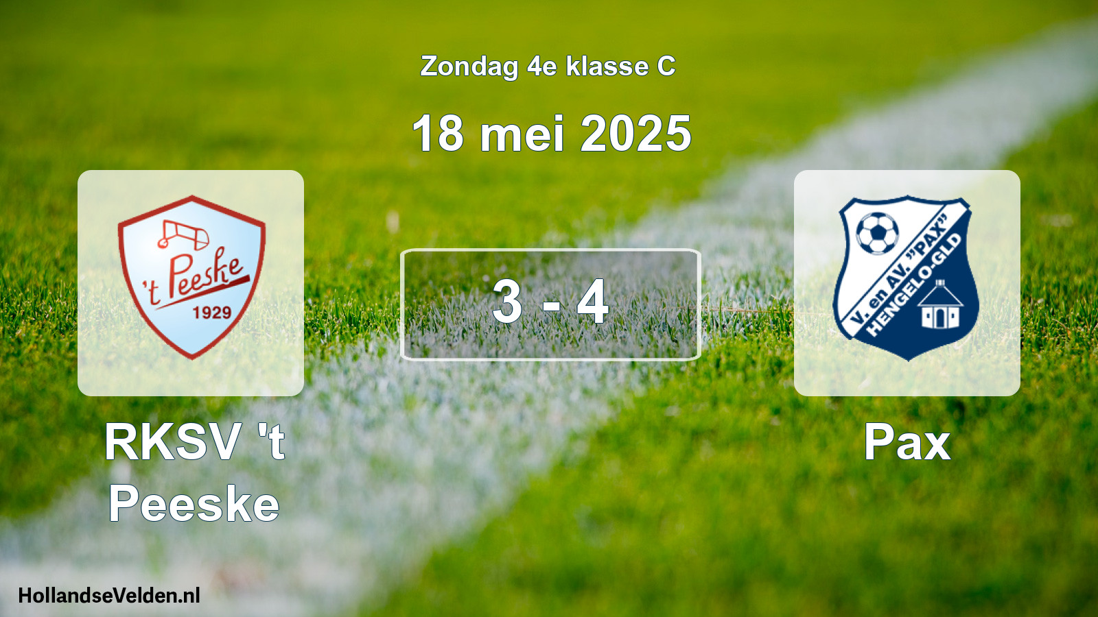 Total number of matches played: RKSV 't Peeske - Pax 3 - 4 (18 May 2025)