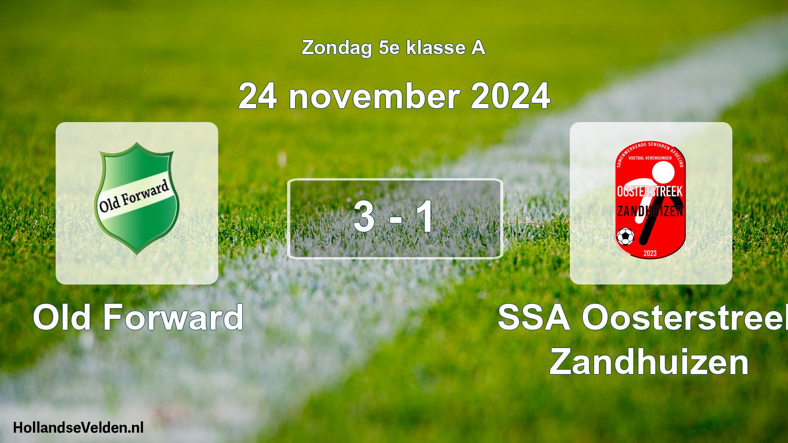 Total number of matches played: Old Forward - SSA Oosterstreek Zandhuizen 3 - 1 (24 November 2024)