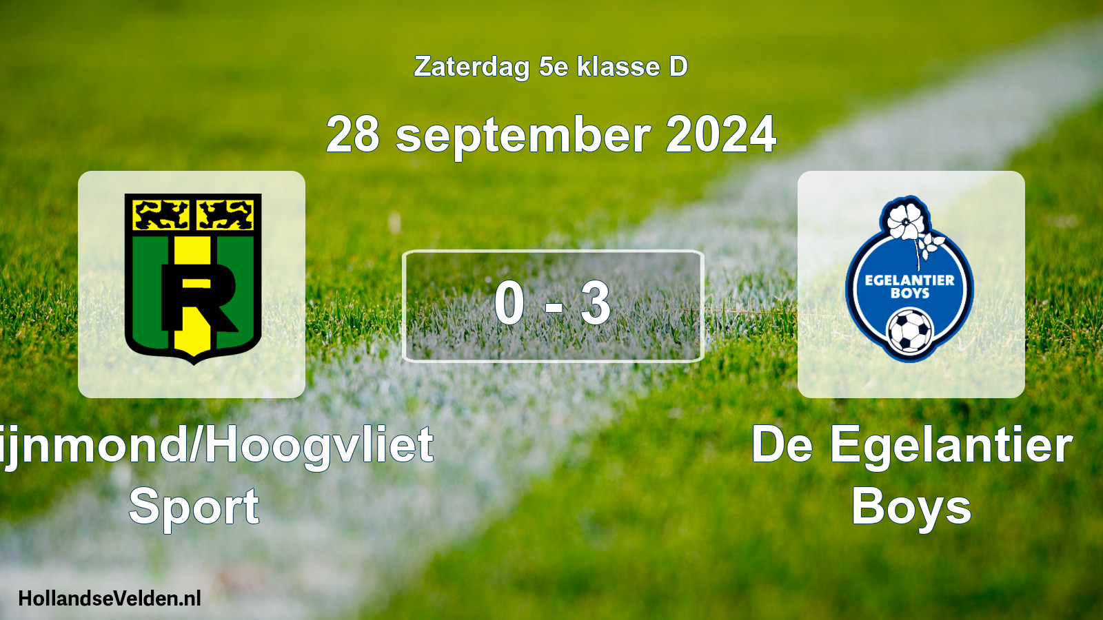 Total number of matches played: Rijnmond/Hoogvliet Sport - De Egelantier Boys 0 - 3 (28 September 2024)