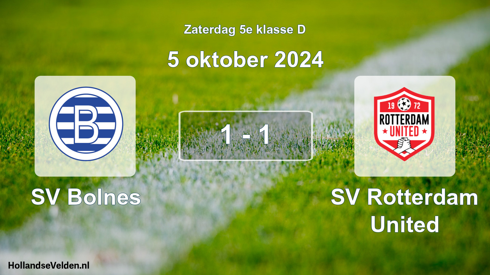 Total number of matches played: SV Bolnes - SV Rotterdam United 1 - 1 (5 October 2024)