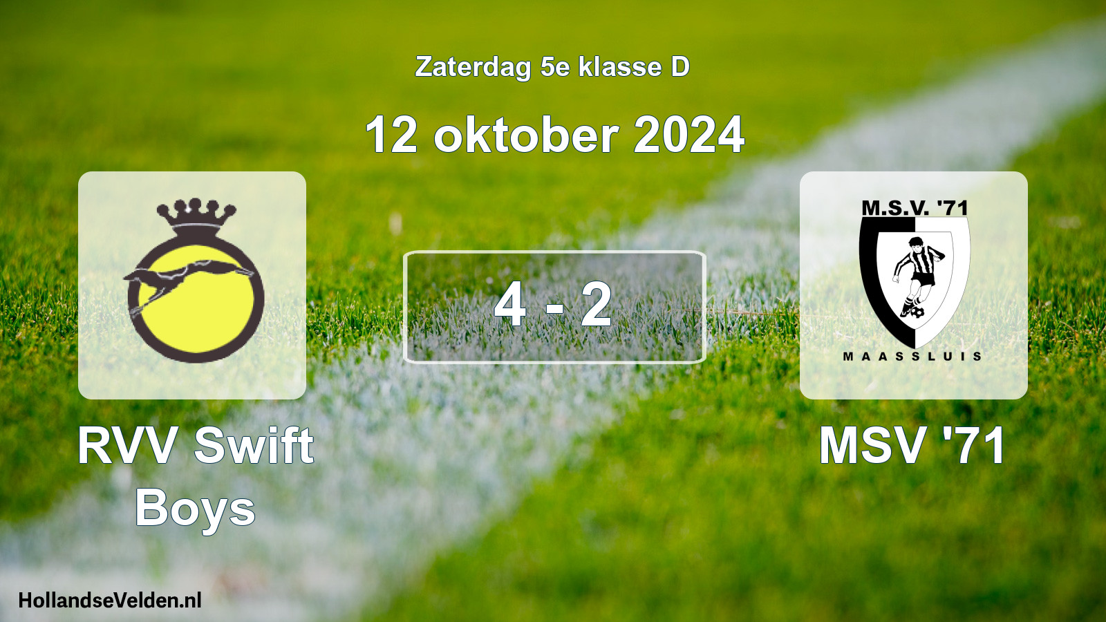 Total number of matches played: RVV Swift Boys - MSV '71 4 - 2 (12 October 2024)