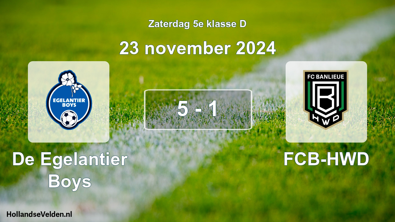 Total number of matches played: De Egelantier Boys - FCB-HWD 5 - 1 (23 November 2024)