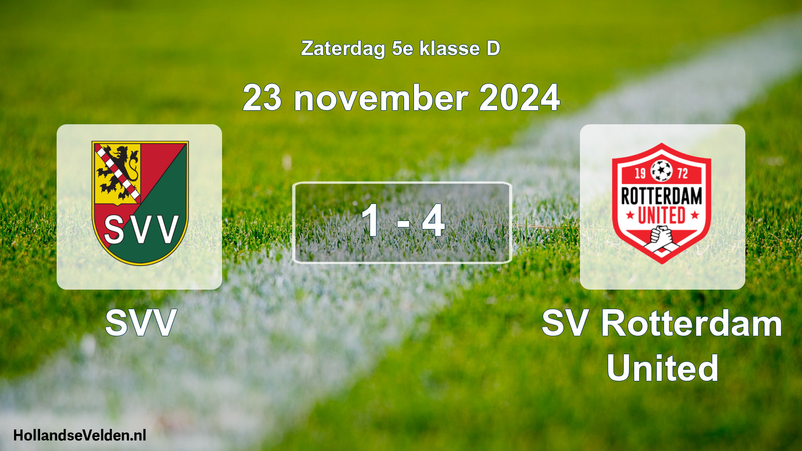 Total number of matches played: SVV - SV Rotterdam United 1 - 4 (23 November 2024)