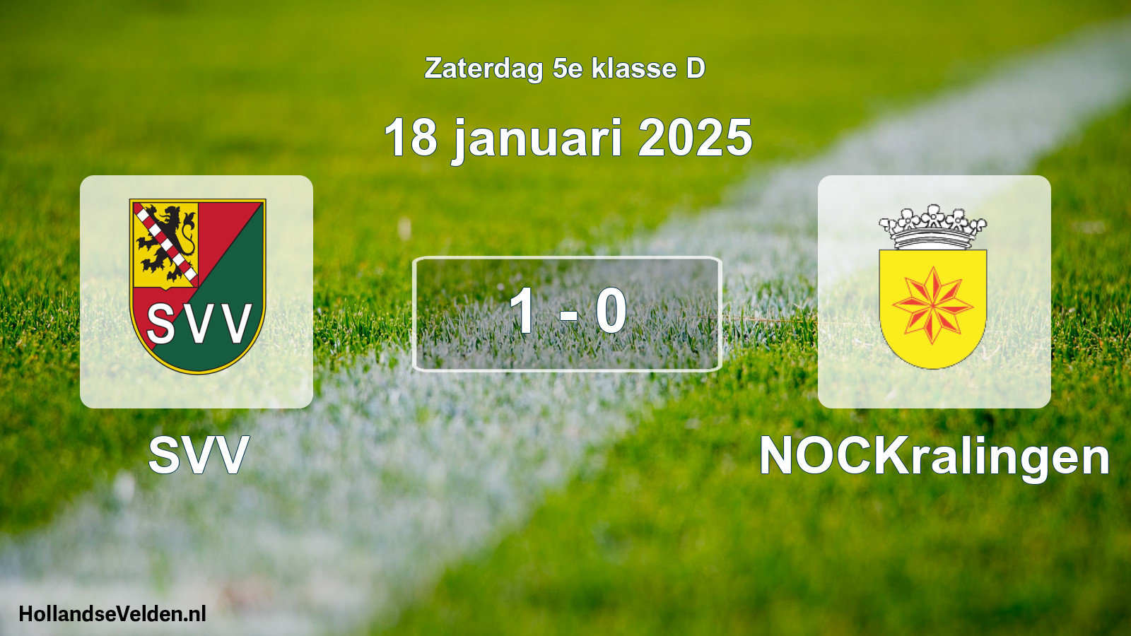 Total number of matches played: SVV - NOCKralingen 1 - 0 (18 January 2025)