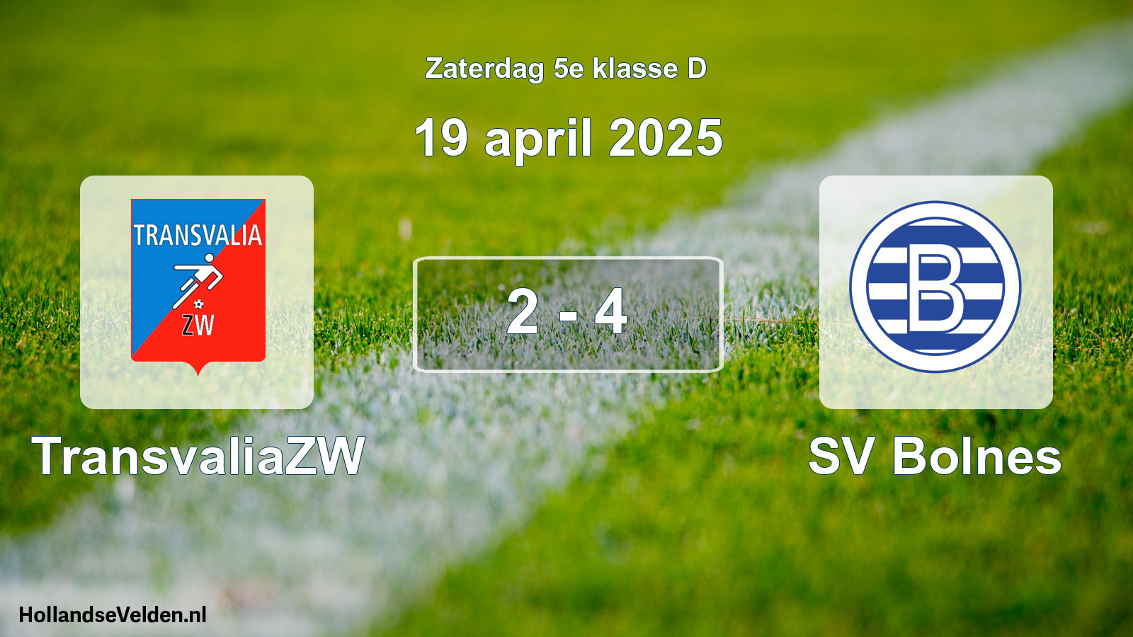 Total number of matches played: TransvaliaZW - SV Bolnes 2 - 4 (19 April 2025)