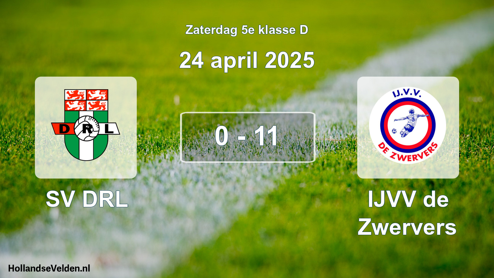 Total number of matches played: SV DRL - IJVV de Zwervers 0 - 11 (24 April 2025)