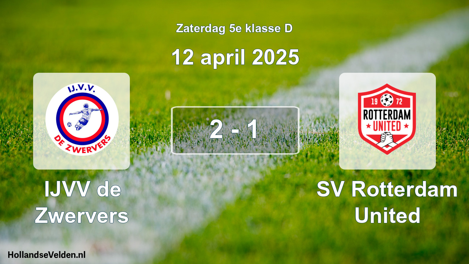 Total number of matches played: IJVV de Zwervers - SV Rotterdam United 2 - 1 (12 April 2025)