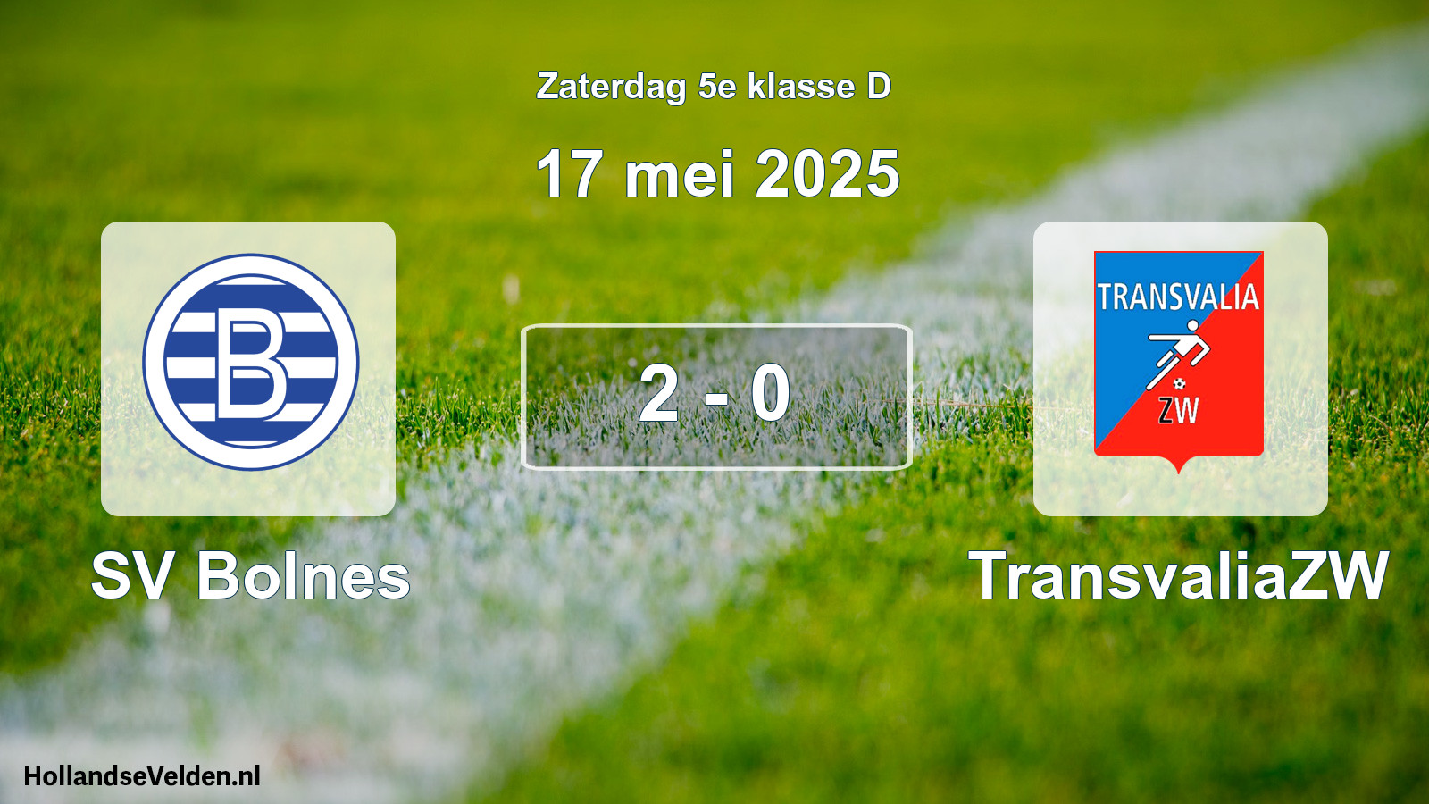 Total number of matches played: SV Bolnes - TransvaliaZW 2 - 0 (17 May 2025)
