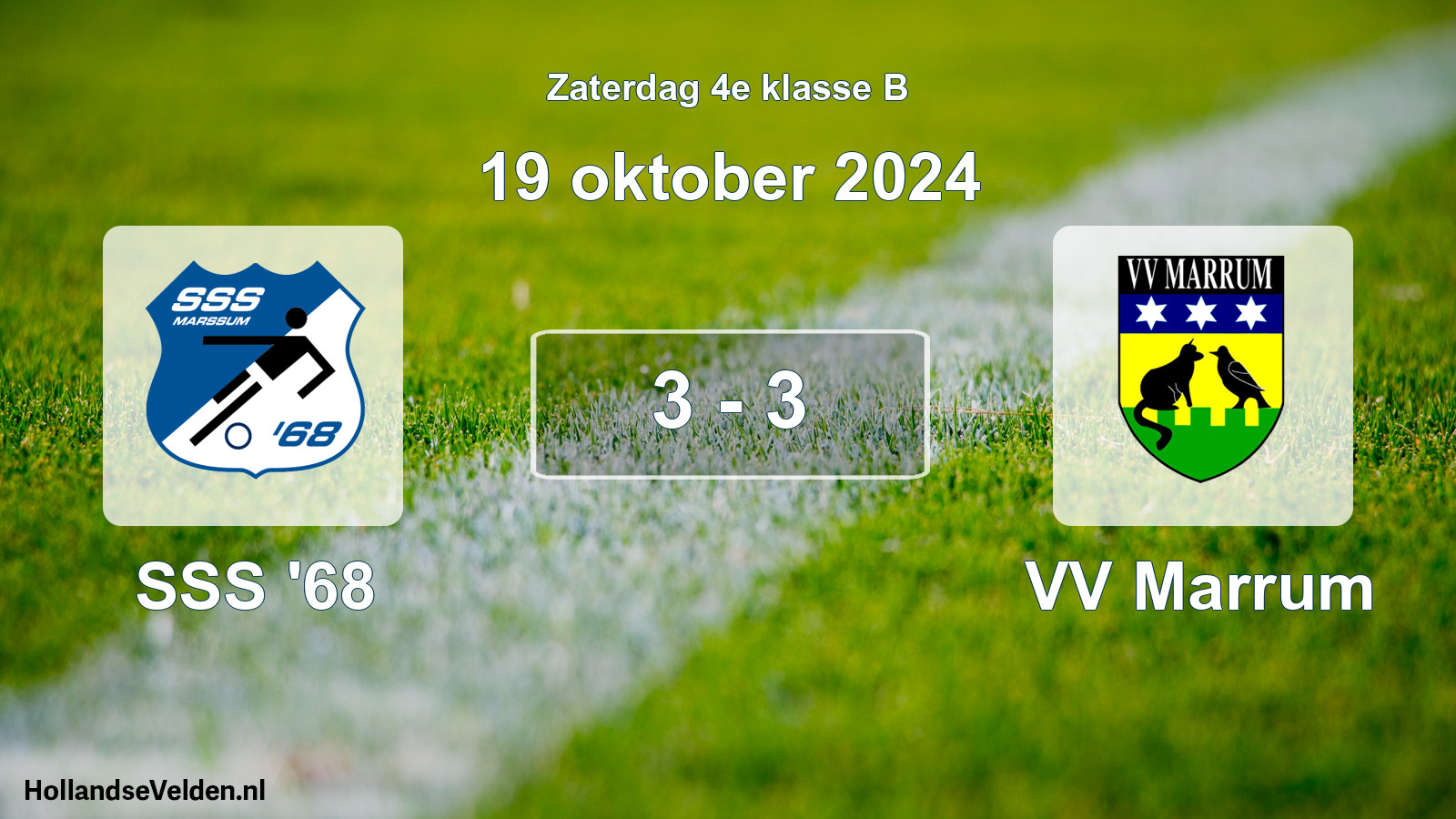 Total number of matches played: SSS '68 - VV Marrum 3 - 3 (19 October 2024)