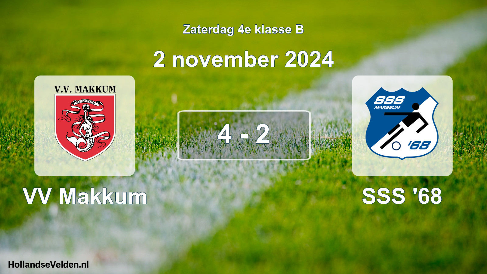 Total number of matches played: VV Makkum - SSS '68 4 - 2 (2 November 2024)