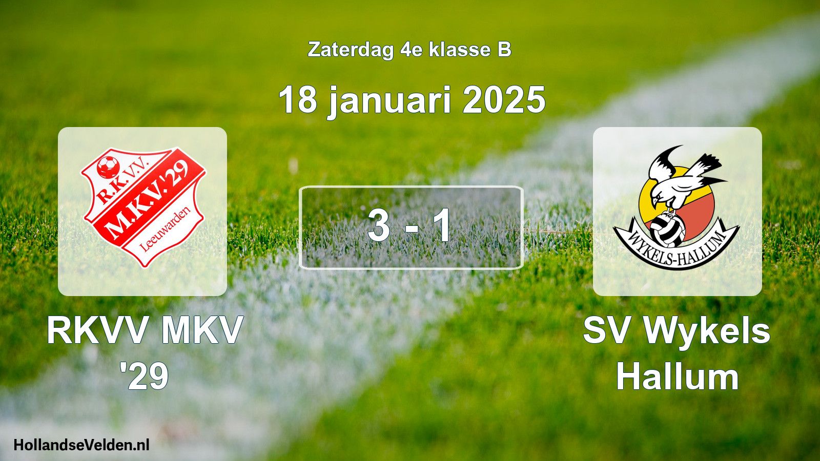 Total number of matches played: RKVV MKV '29 - SV Wykels Hallum 3 - 1 (18 January 2025)