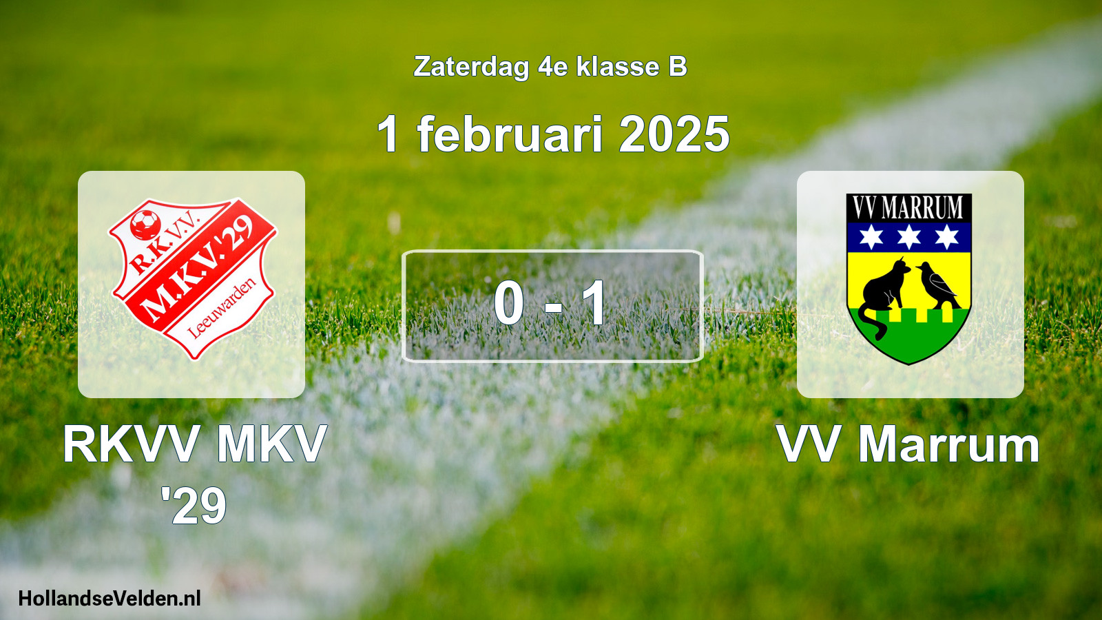 Total number of matches played: RKVV MKV '29 - VV Marrum 0 - 1 (1 February 2025)