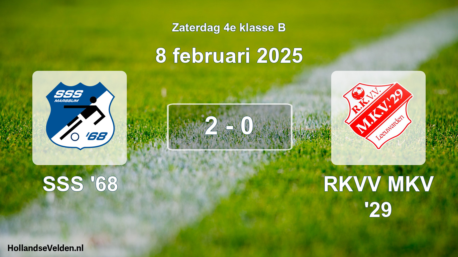 Total number of matches played: SSS '68 - RKVV MKV '29 2 - 0 (8 February 2025)