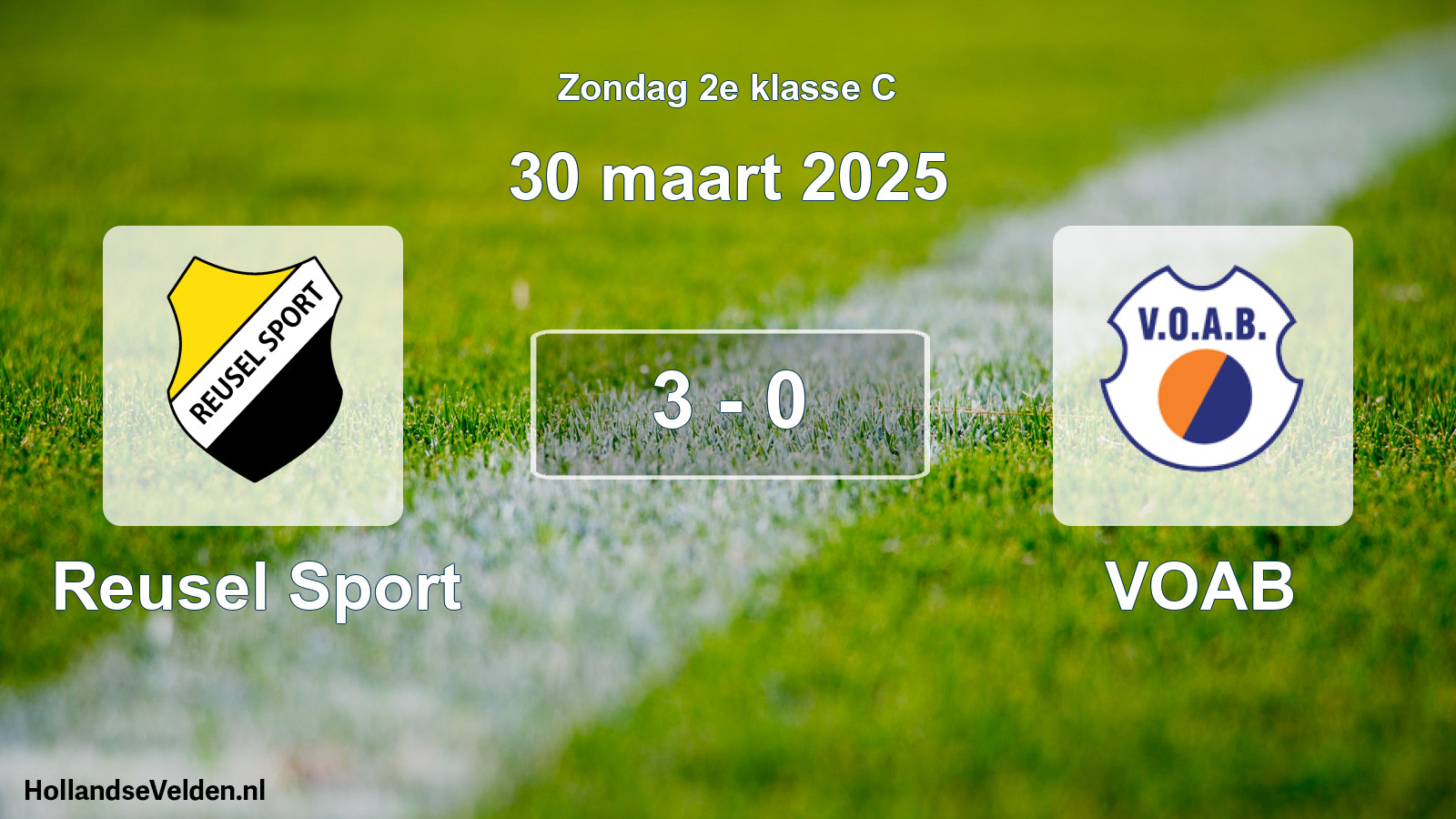 Total number of matches played: Reusel Sport - VOAB 3 - 0 (30 March 2025)