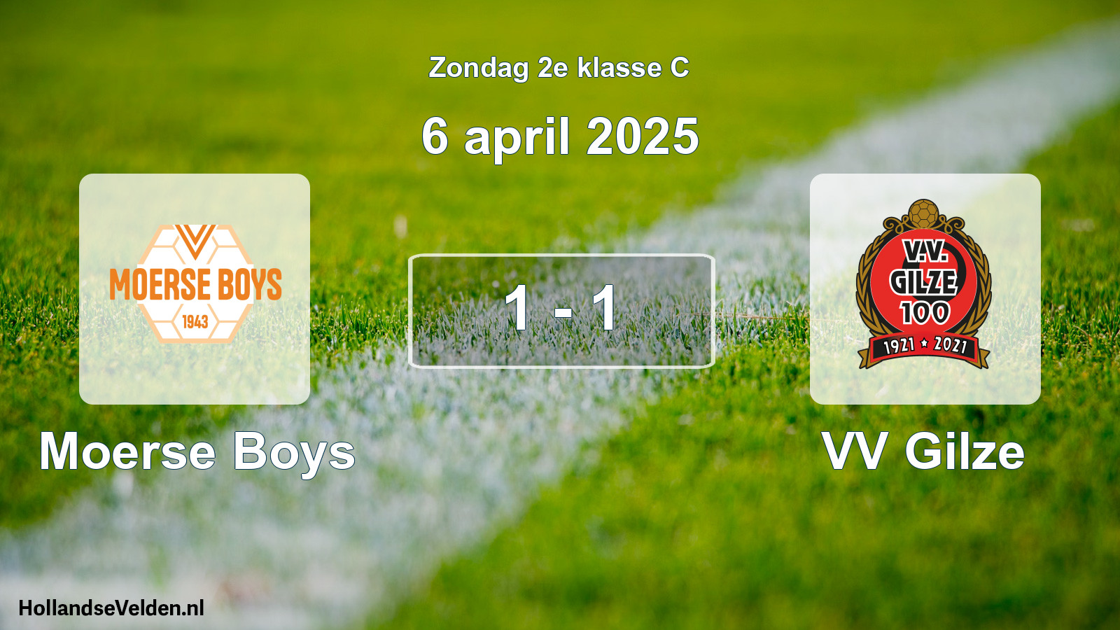 Total number of matches played: Moerse Boys - VV Gilze 1 - 1 (6 April 2025)