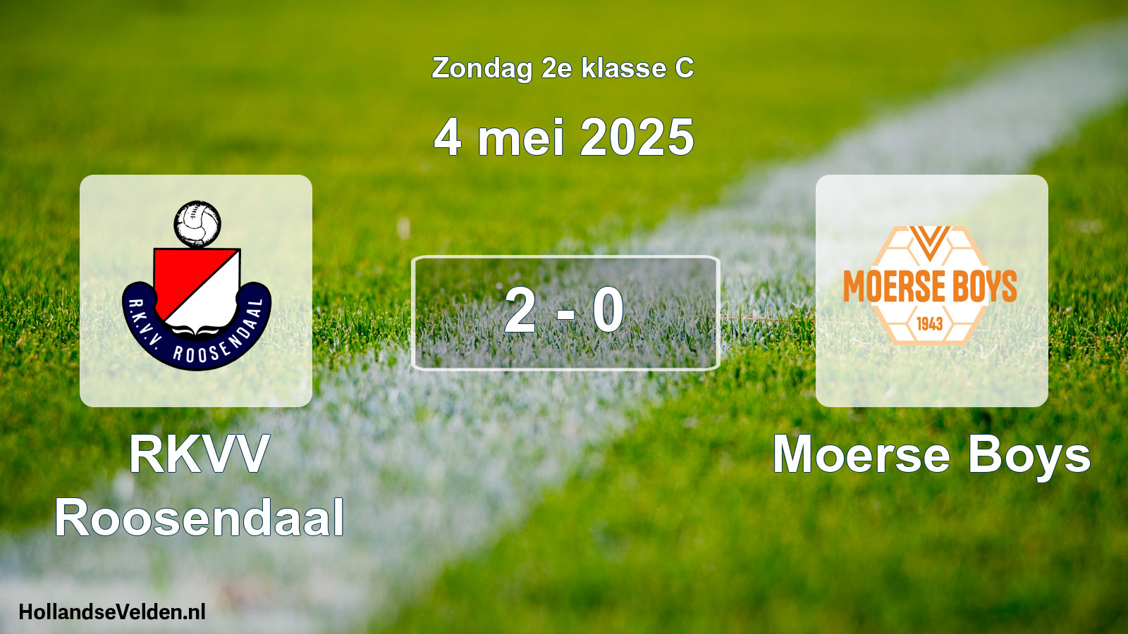 Total number of matches played: RKVV Roosendaal - Moerse Boys 2 - 0 (4 May 2025)