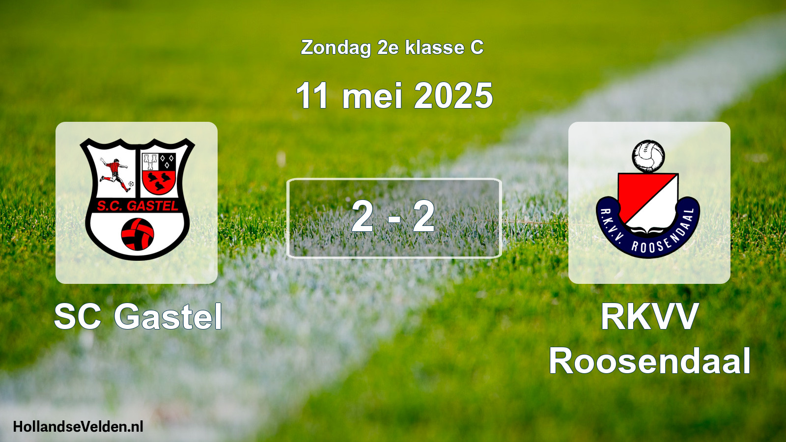 Total number of matches played: SC Gastel - RKVV Roosendaal 2 - 2 (11 May 2025)
